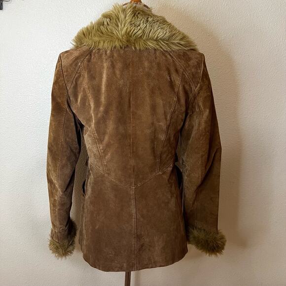 Donatella Sport Womens Tan 3 In 1 Suede Faux Fur Trim Penny Lane Coat SMALL - Picture 4 of 11